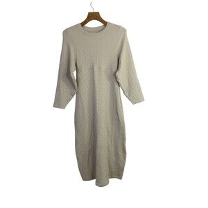 Free People Women's Midi Dress Gabby Seamless Long Sleeves Ivory Size M/L NWT